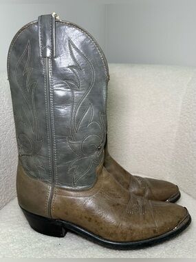 Laredo Western Cowboy Boots Country Brown Gray Grey Green Leather Toe Bug USA 10